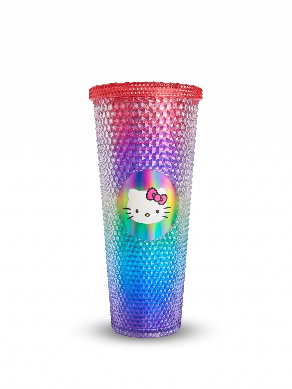 Sanrio Hello Kitty Rainbow-Colored Textured Acrylic Travel Cup – 24 oz